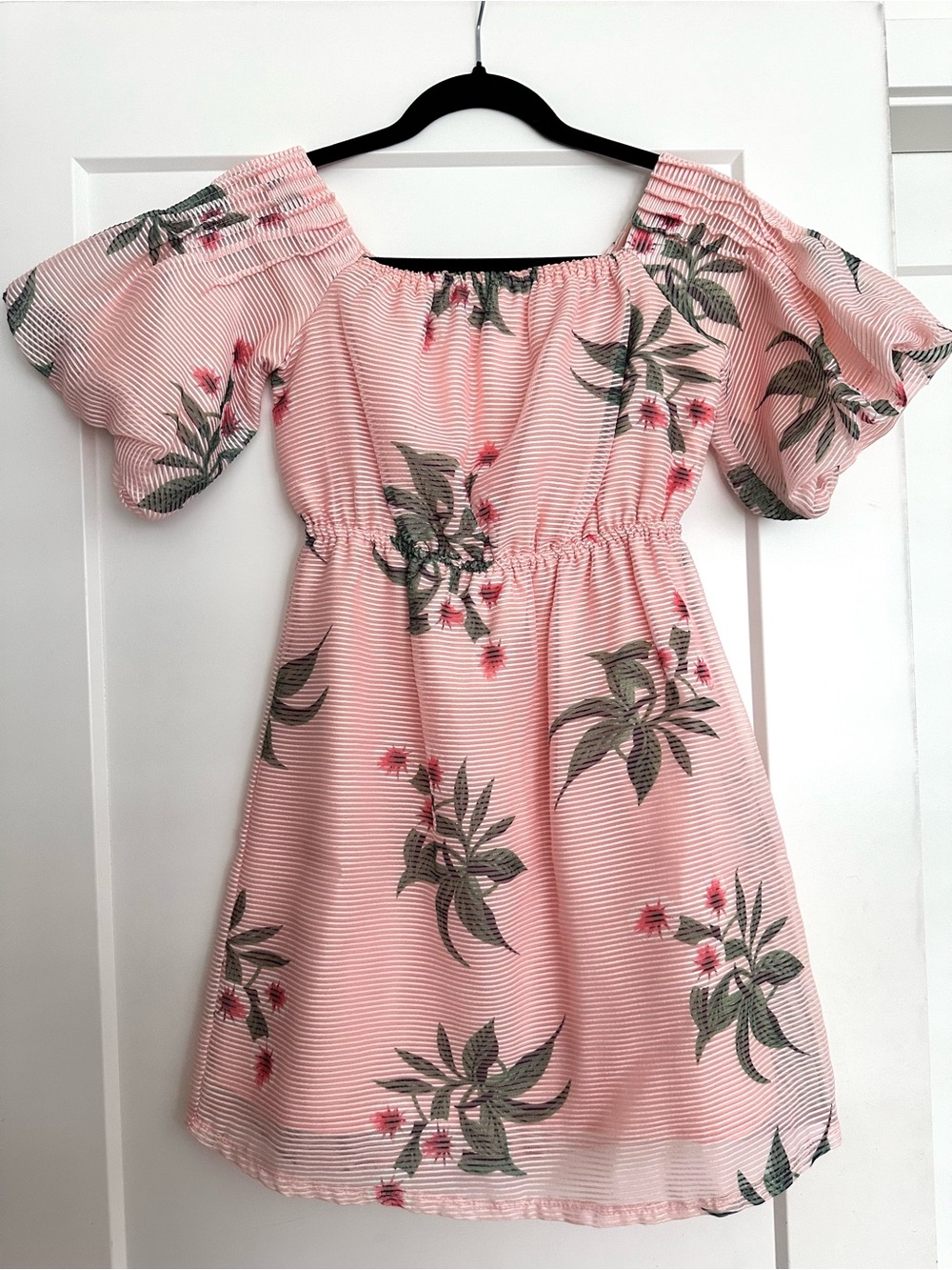 Pink Floral Off-Shoulder Mini Dress